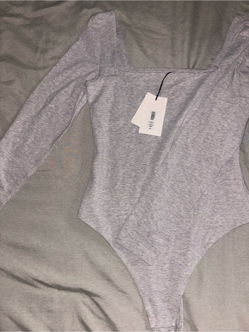 Aritzia Contour Heather Gray Square Neck Bodysuit